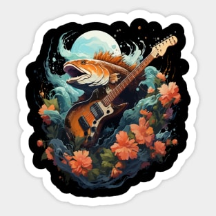 Salmon Playing Guitar Sticker